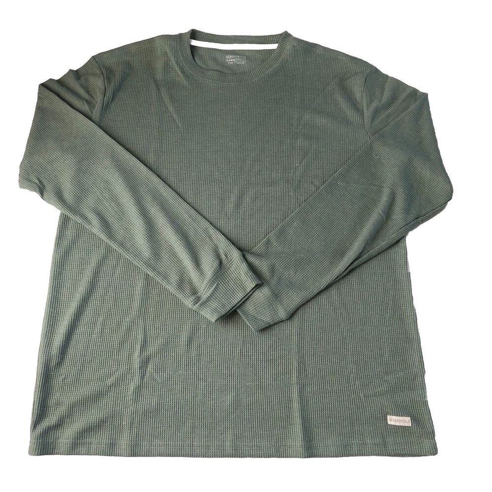 aeropostale Mens Waffle Long Sleeve Lounge Wear Sage Green XL NWT